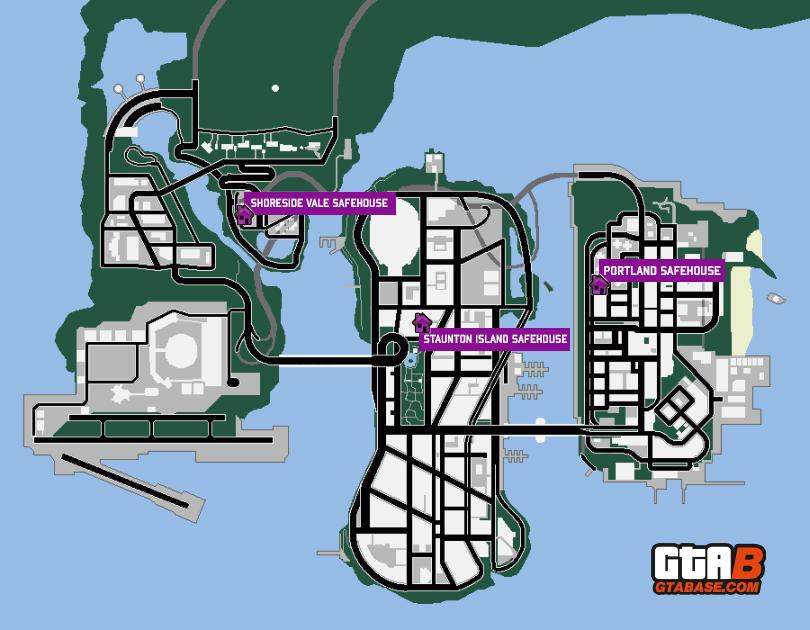 GTA 3 Shoreside Vale Safehouse Map Location