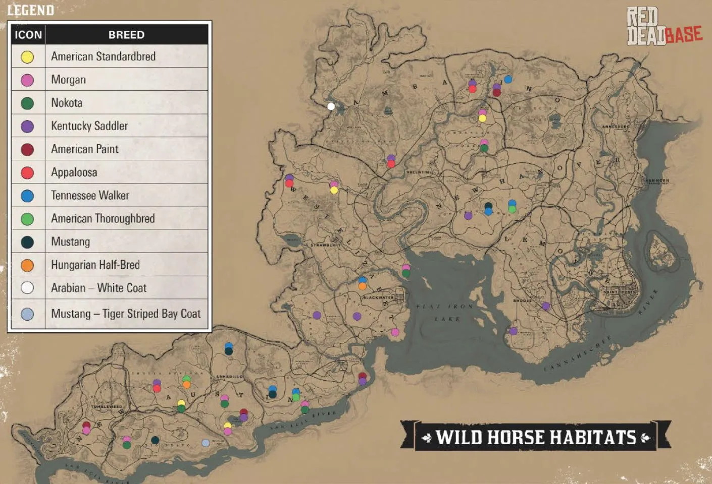 Nokota Horse - Map Location in RDR2