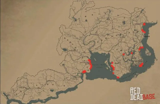 Brown Pelican - Map Location in RDR2